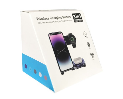 Зарядна станція 3IN1 Y91 Ultra-Thin (iPhone, iWatch, AirPods) 15W Original Rose Pink mag-200000150876319755