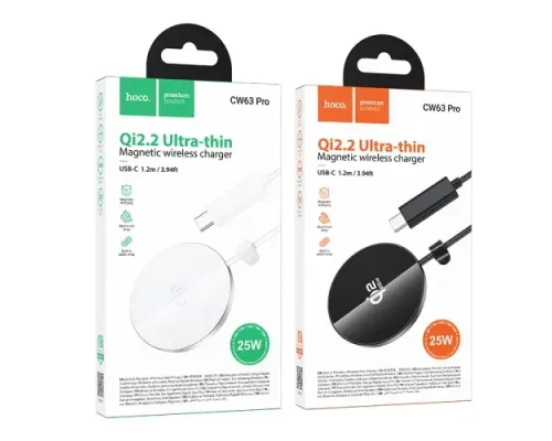 Бездротовий ЗП HOCO CW63 Pro Fast Qi2.2 magnetic wireless fast charger Black mag-6942007676946154071