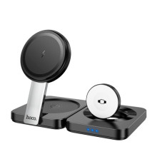 Бездротовий ЗП HOCO CQ11 Ingenious 3-in-1 folding magnetic wireless charger Black mag-6942007630894137366