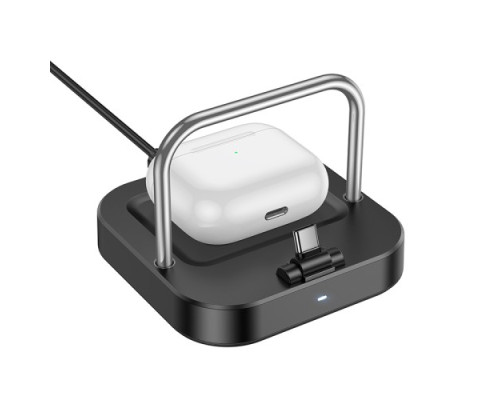 Бездротовий ЗП Magsafe HOCO CQ16B Astute 2-in-1 desktop charger Black mag-6942007639880138662