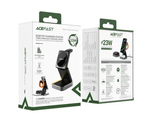 Бездротовий ЗП ACEFAST E20 desktop 3-in-1 wireless charging holder Black mag-6974316283478153281