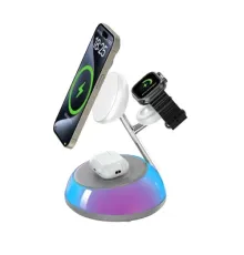 Бездротовий ЗП WiWU Wi-W036 Aurora Qi2.0 3 in 1 Wireless Charger White mag-6977703652901153598