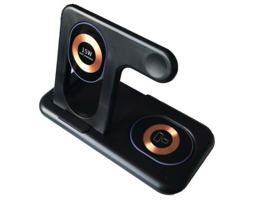 Зарядний пристрій 4 IN1 Y36 (iPhone, iWatch, AirPods,Night light) 15W FAST ORIGINAL Black mag-2000001450109100073