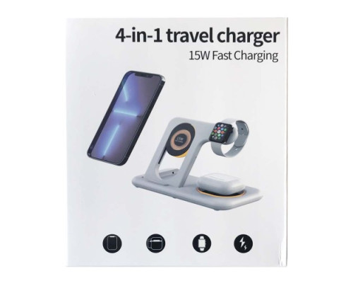 Зарядний пристрій 4 IN1 Y36 (iPhone, iWatch, AirPods,Night light) 15W FAST ORIGINAL Black mag-2000001450109100073