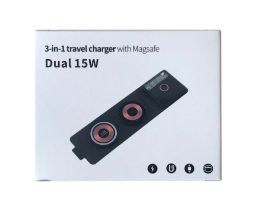 Зарядний пристрій 3 IN1 T01 MAGSAFE (iPhone, iWatch, AirPods) 15W FAST ORIGINAL Black mag-2000001450116103789