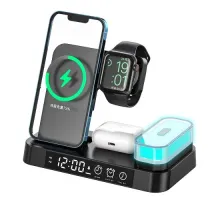 Зарядна станція 4 IN1 A37 (iPhone, iWatch, AirPods,Alarm Clock, LED LAMP) 30W FAST ORIGINAL Black mag-2000001500903147113