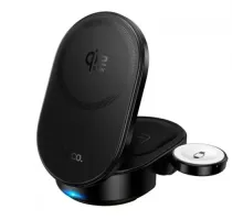 Бездротовий ЗП HOCO CQ23 Pole Qi2.2 3-in-1 magnetic wireless fast charger Black mag-6942007676960153823