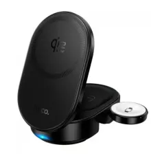 Бездротовий ЗП HOCO CQ23 Pole Qi2.2 3-in-1 magnetic wireless fast charger Black mag-6942007676960153823