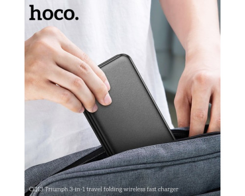 Бездротовий ЗП HOCO CQ13 Triumph 3-in-1 travel folding wireless fast charger Black mag-6942007635509135641