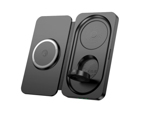 Бездротовий ЗП HOCO CQ13 Triumph 3-in-1 travel folding wireless fast charger Black mag-6942007635509135641
