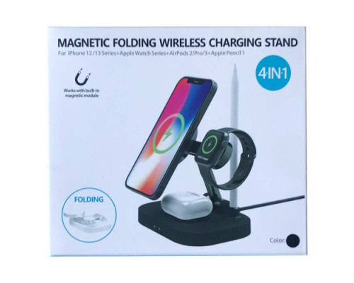 Зарядний пристрій 4 IN1 F22 MAGSAFE (iPhone, iWatch, AirPods,Stylus) 15W FAST ORIGINAL Black mag-2000001450130100075