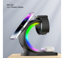 Зарядна станція 3 IN1 MagSafe RGB Light (iPhone, iWatch, AirPods) Original Black mag-200000149319918298