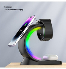 Зарядна станція 3 IN1 MagSafe RGB Light (iPhone, iWatch, AirPods) Original Black mag-200000149319918298