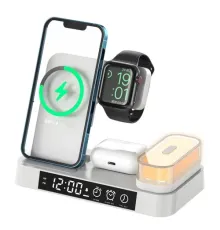 Зарядна станція 4 IN1 A37 (iPhone, iWatch, AirPods, Alarm Clock, LED LAMP) 30W FAST ORIGINAL White mag-2000001500910147114
