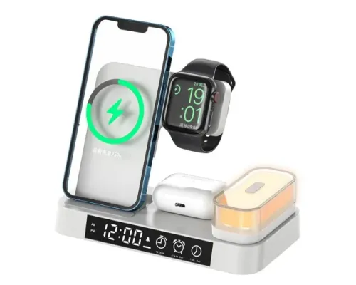 Зарядна станція 4 IN1 A37 (iPhone, iWatch, AirPods, Alarm Clock, LED LAMP) 30W FAST ORIGINAL White mag-2000001500910147114