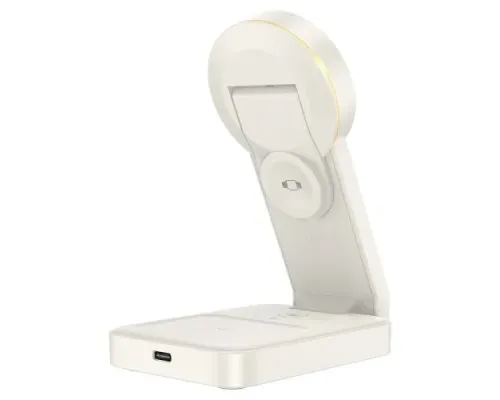 Бездротовий ЗП HOCO CQ3 Motorcycle folding 3-in-1 magnetic wireless fast charger Milky White mag-6942007602341146713