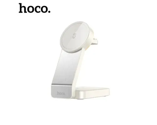 Бездротовий ЗП HOCO CQ3 Motorcycle folding 3-in-1 magnetic wireless fast charger Milky White mag-6942007602341146713