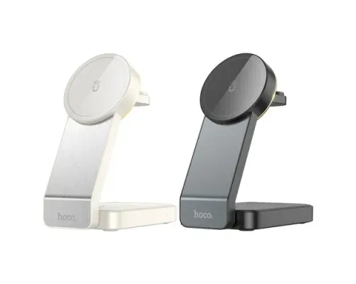 Бездротовий ЗП HOCO CQ3 Motorcycle folding 3-in-1 magnetic wireless fast charger Milky White mag-6942007602341146713