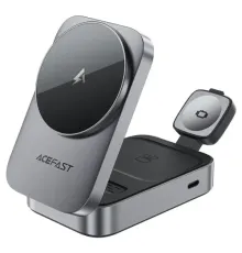 Бездротовый ЗП ACEFAST E22 Desktop 3-in-1 Wireless Charging holder Metal grey mag-6974316284079153297