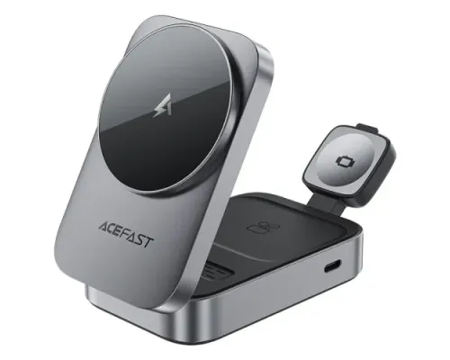 Бездротовый ЗП ACEFAST E22 Desktop 3-in-1 Wireless Charging holder Metal grey mag-6974316284079153297