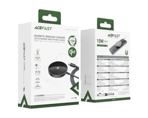 Бездротовый ЗП ACEFAST E24 qi2 desktop magnetic wireless charger with cable Metal grey mag-6974316284758153320