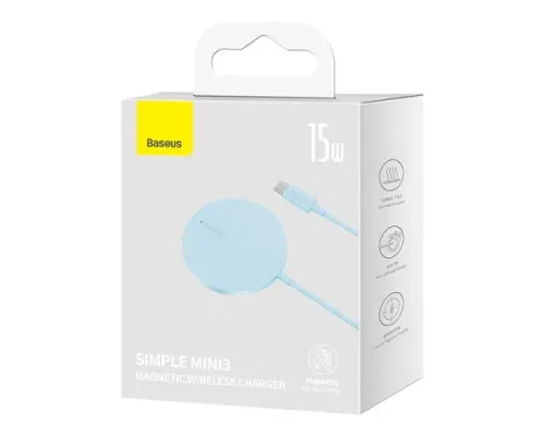 Бездротовий ЗП Baseus Simple Mini3 Magnetic Wireless Charger 15W Blue CCJJ040303 mag-6932172623296134746