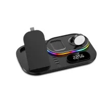 Зарядна станція 4 IN1 A06 RGB (iPhone, iWatch, AirPods,Clock) 30W FAST ORIGINAL Black mag-2000001500934147115