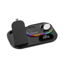Зарядна станція 4 IN1 A06 RGB (iPhone, iWatch, AirPods,Clock) 30W FAST ORIGINAL Black mag-2000001500934147115