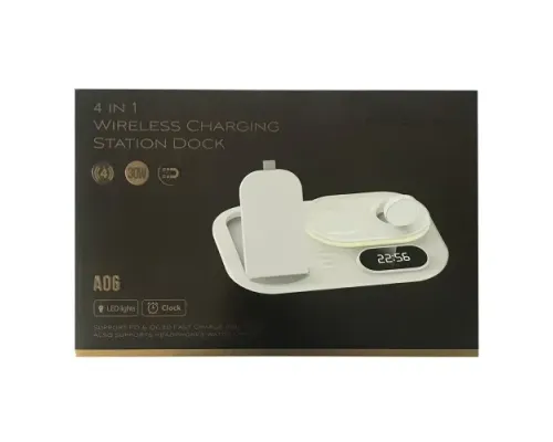Зарядна станція 4 IN1 A06 RGB (iPhone, iWatch, AirPods,Clock) 30W FAST ORIGINAL Black mag-2000001500934147115