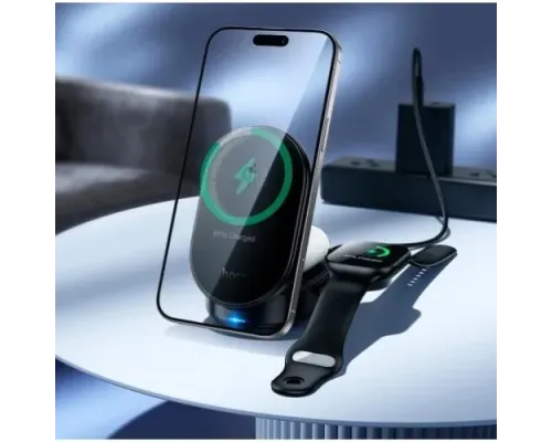 Бездротовий ЗП HOCO CQ23 Pole Qi2.2 3-in-1 magnetic wireless fast charger Black mag-6942007676960153869