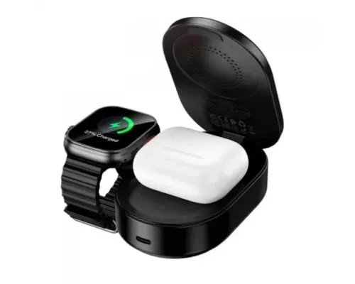 Бездротовий ЗП HOCO CQ23 Pole Qi2.2 3-in-1 magnetic wireless fast charger Black mag-6942007676960153869
