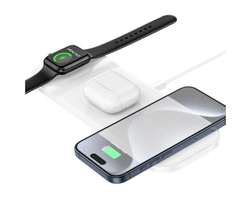 Бездротовий ЗП HOCO CQ5 Step 3-in-1 wireless fast charger(iWatch) White mag-694200761201234998