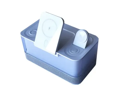 Зарядна станція/колонка 5 IN1 R8 (iPhone, iWatch, AirPods,Alarm Clock, LED LAMP) ORIGINAL White mag-2000001642191152194