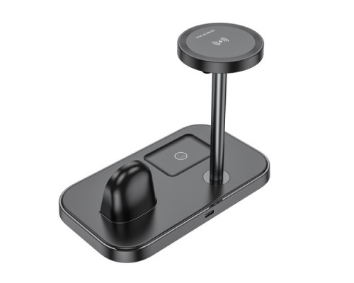 Безпровідний зарядний пристрій 3 IN1 BOROFONE BQ29 Feliz 5W/7.5W/10W/15W чорний mag-694199111029055399