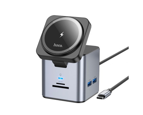 Бездротовий ЗП HOCO HB49 Effortless 9-in-1 wireless fast charging desktop station Gray mag-6942007631259137264