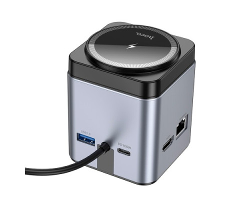 Бездротовий ЗП HOCO HB49 Effortless 9-in-1 wireless fast charging desktop station Gray mag-6942007631259137264