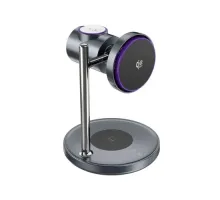 Бездротовий ЗП WiWU Wi-W041 qi2.2 3 in 1 Space Station Air-cooled Magnetic Wireless Charger Black mag-6977703659542153652