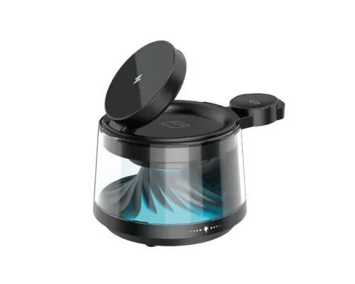 Бездротовий ЗП WiWU Wi-W039 Flow 5 in 1 Wireless Charger with ambient light & speaker Black mag-6977703657517153623