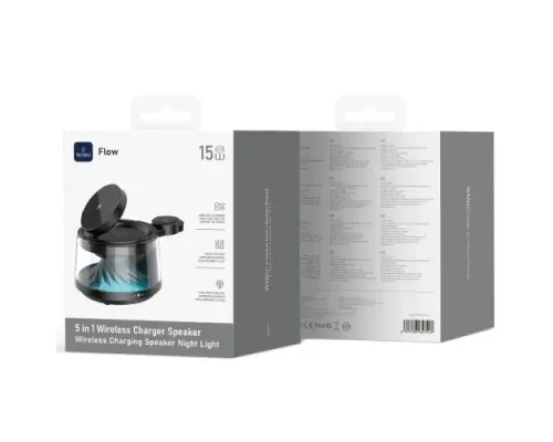 Бездротовий ЗП WiWU Wi-W039 Flow 5 in 1 Wireless Charger with ambient light & speaker Black mag-6977703657517153623