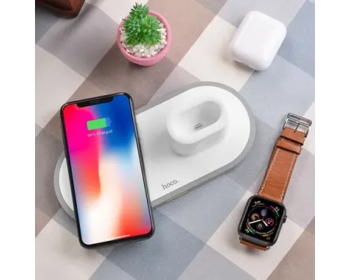 Бездротовий ЗП HOCO CW21 Wisdom 3-in-1 iPhone/iWatch/AirPods 2A White mag-6931474706560146286