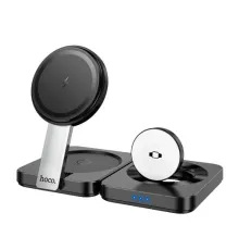 Бездротовий ЗП HOCO CQ11 Ingenious 3-in-1 folding magnetic wireless charger Black mag-6942007630894143685