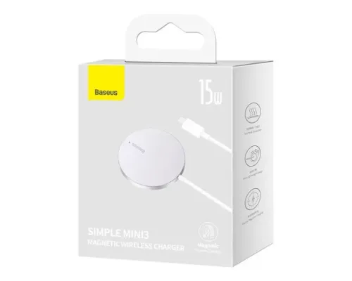 Бездротовий ЗП Baseus Simple Mini3 Magnetic Wireless Charger 15W Silver CCJJ040012 mag-6932172618650145688