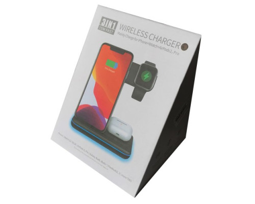 Зарядний пристрій 3 IN1 NEW All WIRELESS (iPhone, iWatch, AirPods) 15W FAST ORIGINAL Black mag-200000139102045579