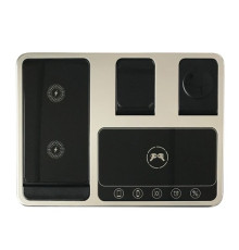 Зарядний пристрій 4 IN1 AUTOMATIC (iPhone, iWatch, AirPods, Clock) 15W FAST ORIGINAL Silver-black mag-200000141275613166
