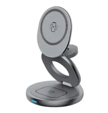 Зарядний пристрій 3 IN1 W27 MAGSAFE (iPhone, iWatch, AirPods) ORIGINAL Grey mag-2000001642238152197