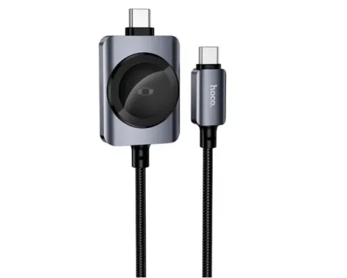 Бездротовий ЗП HOCO CW66 PD100W+iWatch 2-in-1 charging cable Black mag-6942007675680153818