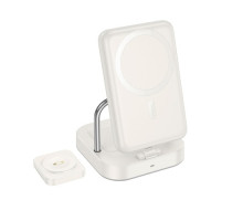 Бездротовий ЗП HOCO CQ16 Astute 4-in-1 power bank+desktop charger+watch charger 10000mAh milky white mag-6942007639859138140