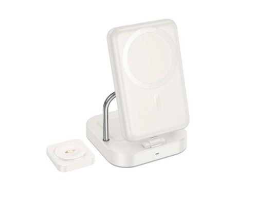 Бездротовий ЗП HOCO CQ16 Astute 4-in-1 power bank+desktop charger+watch charger 10000mAh milky white mag-6942007639859138140