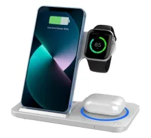 Бездротовий ЗП WiWU Wi-W020 3 in 1 Foldable Wireless Charger White mag-6976195093537153565