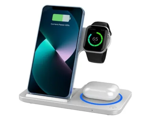 Бездротовий ЗП WiWU Wi-W020 3 in 1 Foldable Wireless Charger White mag-6976195093537153565